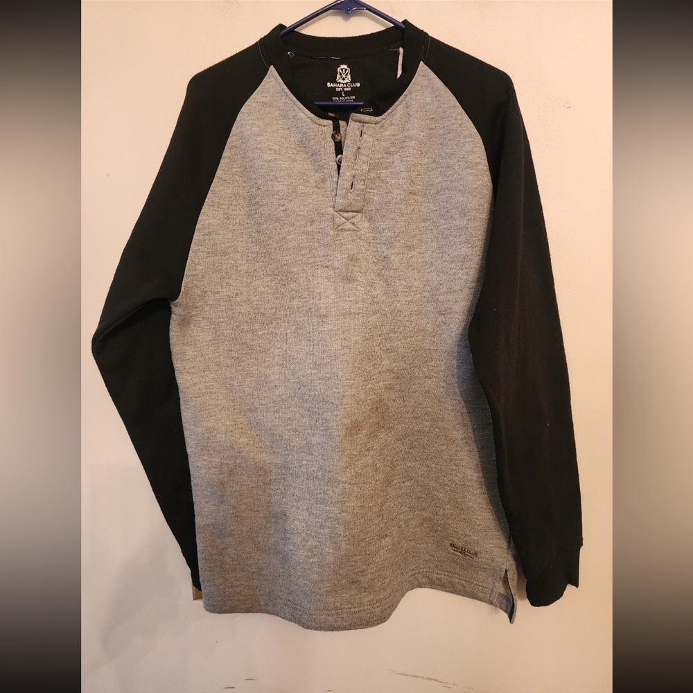 Sahara club grey and black heavy weight long sleeve shirt Size mens large